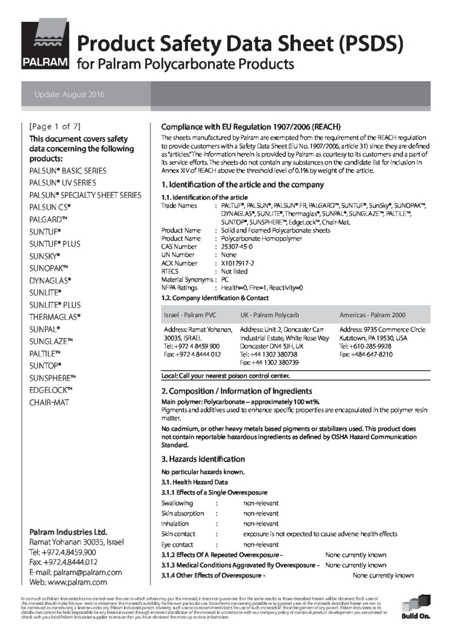 Polycarbonate Safety Data Sheet pdf